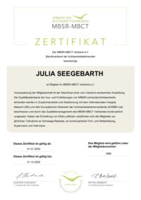 MBSR-MBCT Zertifikat Julia Seegebarth