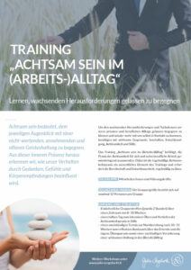 Info-Flyer zum Training „Achtsam sein im (Arbeits-)Alltag, Julia Seegebarth